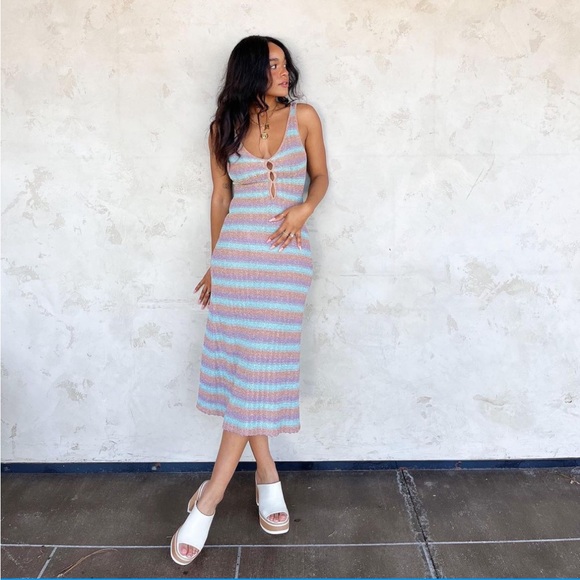 MISA Los Angeles Rosita Midi-Dress XS-S fit Metallic REVOLVE - Picture 1 of 3